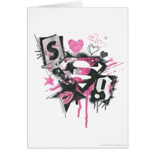 Supergirl Spills and Scribbles Collage Hälsningskort
