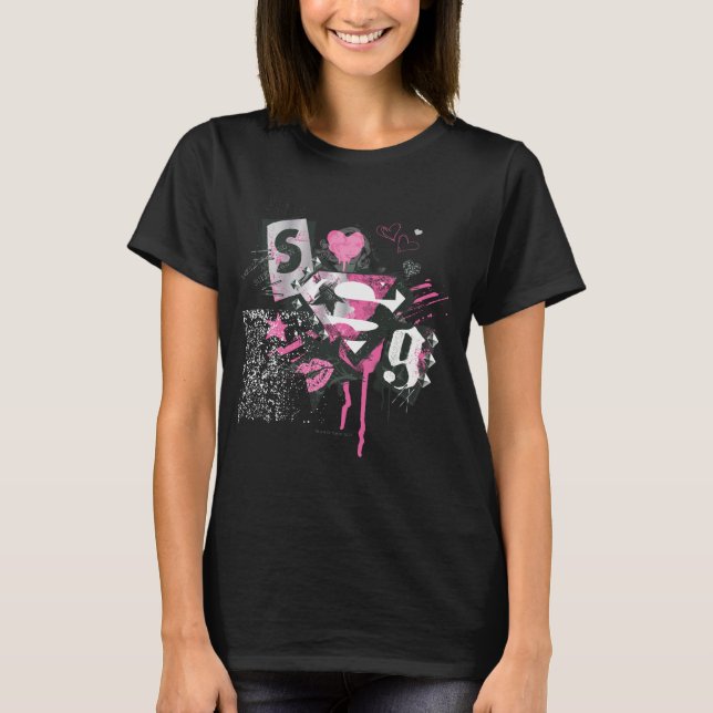 Supergirl Spills and Scribbles Collage T-shirt (Framsida)