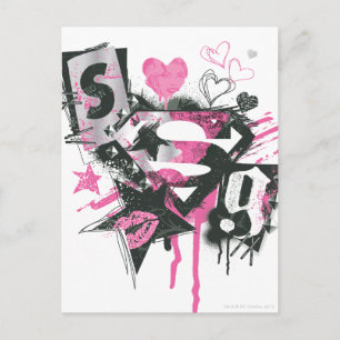 Supergirl Spills and Scribbles Collage Vykort