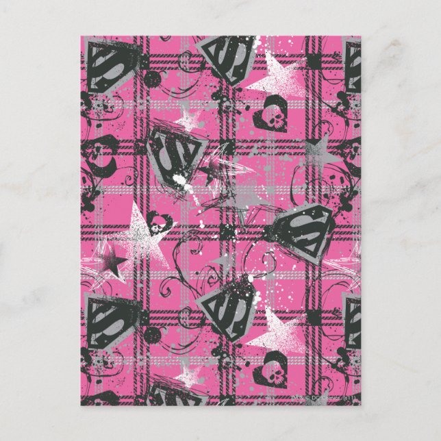 Supergirl Stars och Döskallar Mönster Vykort (Framsida)