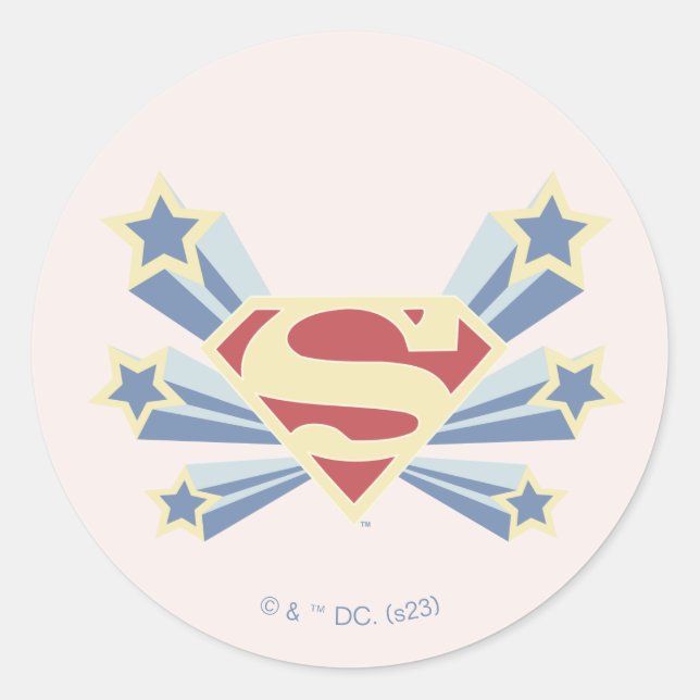 Supergirl Stars S-Shield Runt Klistermärke (Framsida)