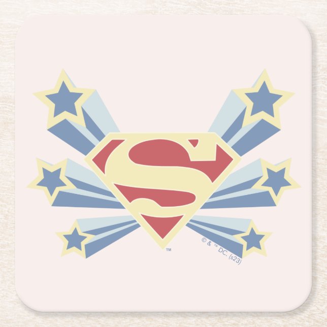 Supergirl Stars S-Shield Underlägg Papper Kvadrat (Framsidan)