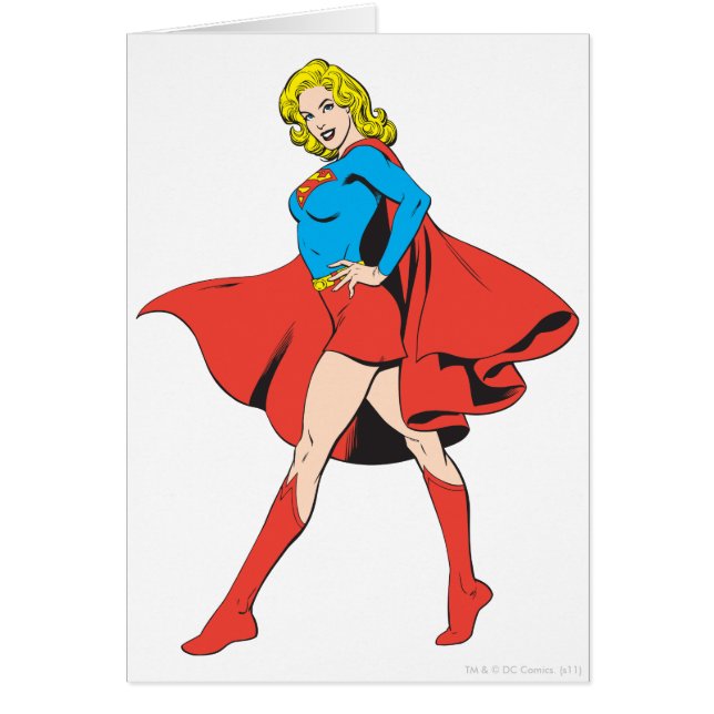 Supergirl Strejka a Pose Hälsningskort (Framsidan)