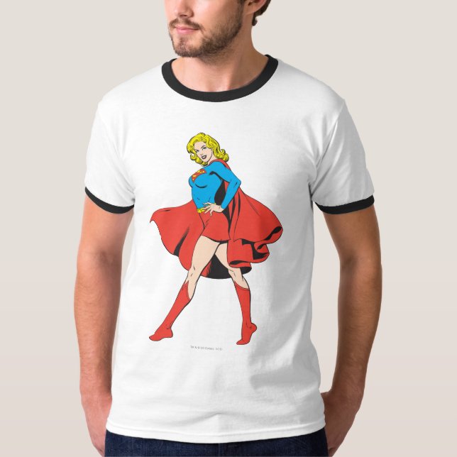 Supergirl Strejka a Pose Tee Shirt (Framsida)