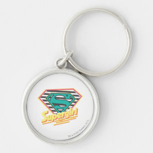 Supergirl Stripe-Logotyp Rund Silverfärgad Nyckelring