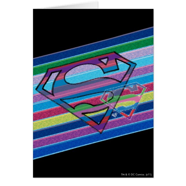 Supergirl Stripe Rainbow Logotyp Hälsningskort (Framsidan)