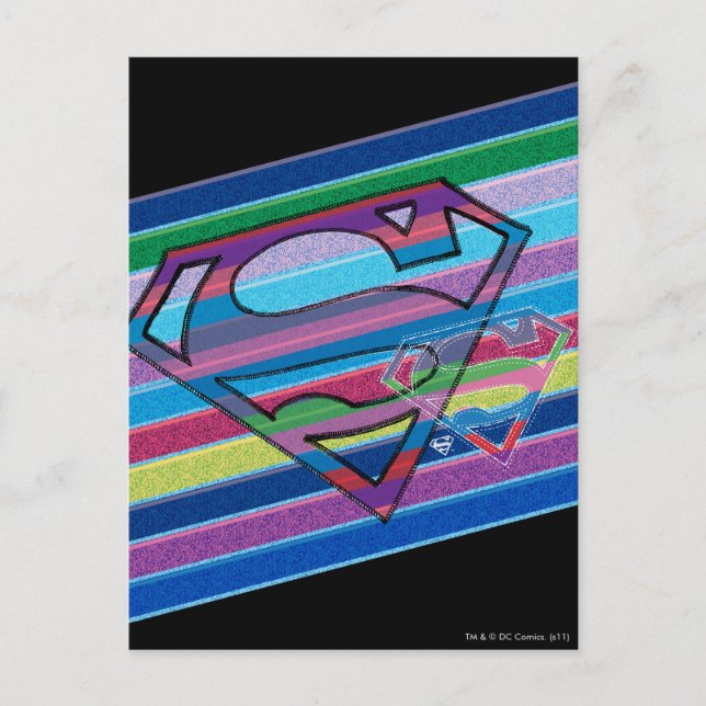 Supergirl Stripe Rainbow Logotyp Vykort (Framsida)