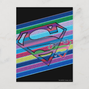 Supergirl Stripe Rainbow Logotyp Vykort