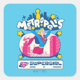 Supergirl Super Pop Kvinna från framtiden Fyrkantigt Klistermärke