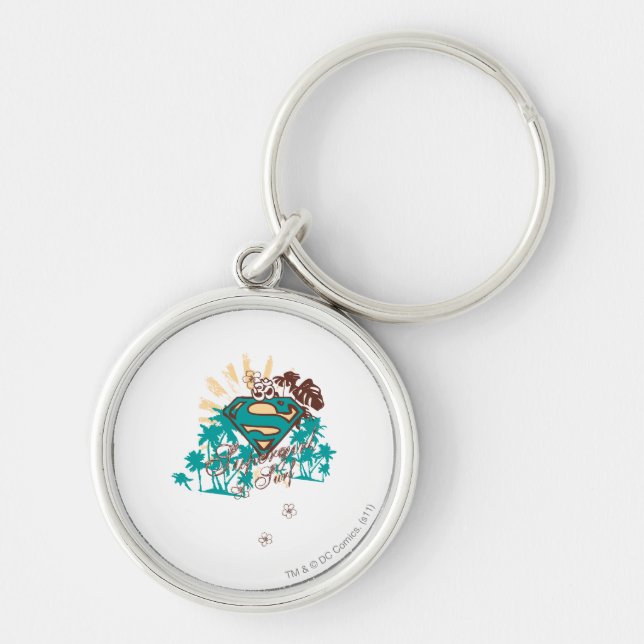 Supergirl Surfa Rund Silverfärgad Nyckelring (Framsidan)