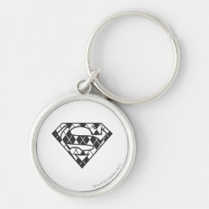 Supergirl Svart Argyle-logotyp Rund Silverfärgad Nyckelring