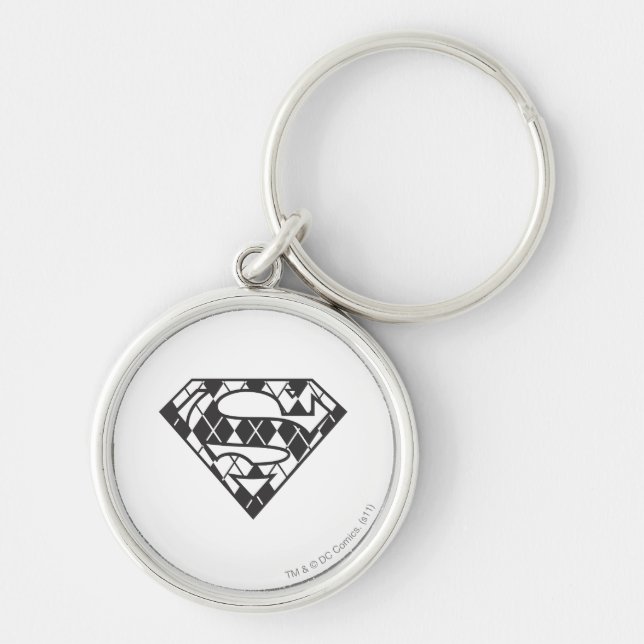 Supergirl Svart Argyle-logotyp Rund Silverfärgad Nyckelring (Framsidan)