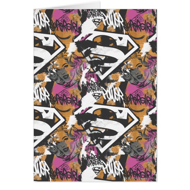 Supergirl Tecknad Capers Mönster 3 Hälsningskort (Framsidan)