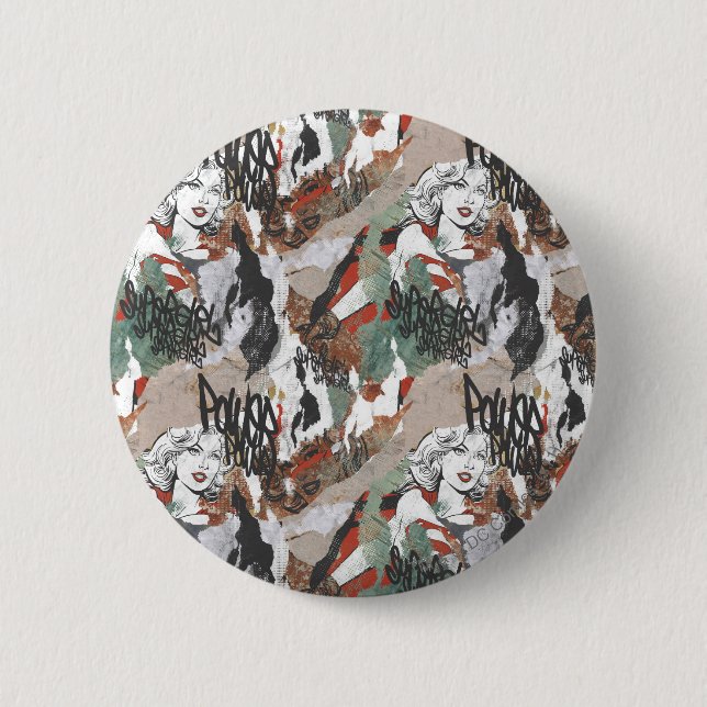 Supergirl Tecknad Capers Mönster 6 Knapp (Framsida)