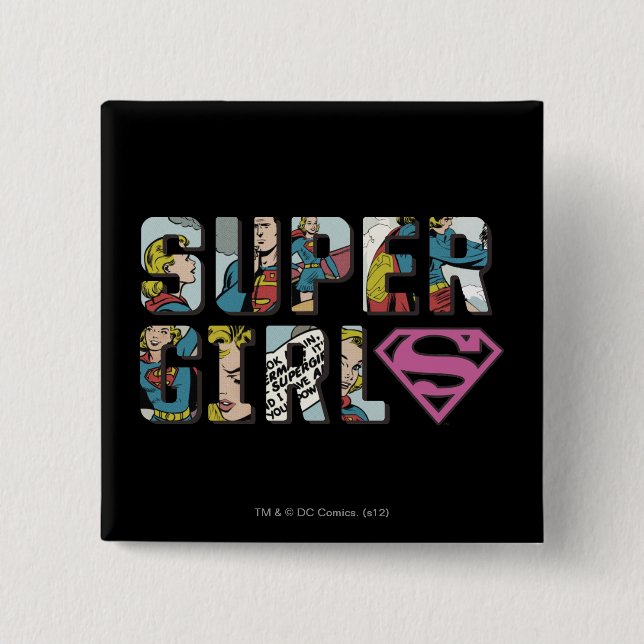 Supergirl Tecknad Logotyp Knapp (Framsida)