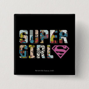 Supergirl Tecknad Logotyp Knapp