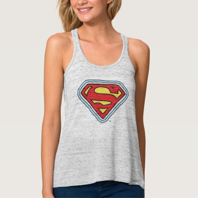 Supergirl Tecknad Logotyp Linne Med Racerback (Framsida)