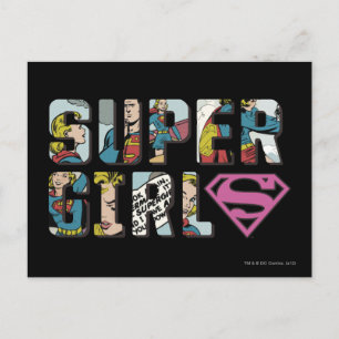 Supergirl Tecknad Logotyp Vykort