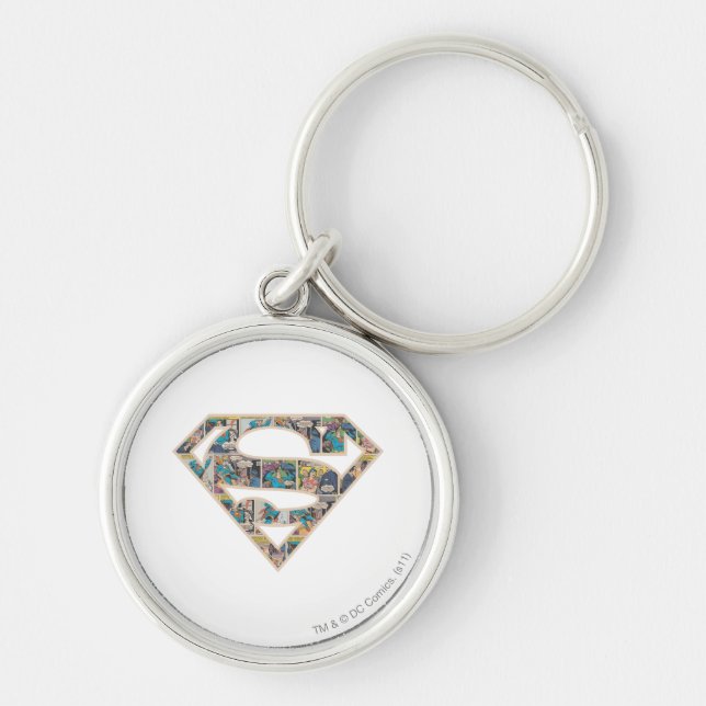 Supergirl Tecknad Strip Logotyp Rund Silverfärgad Nyckelring (Framsidan)
