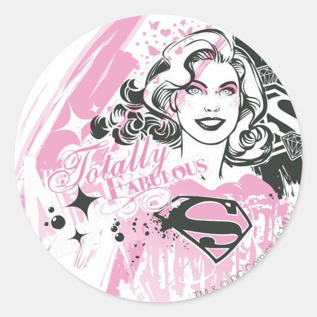 Supergirl Totally Fabulous Runt Klistermärke (Framsida)