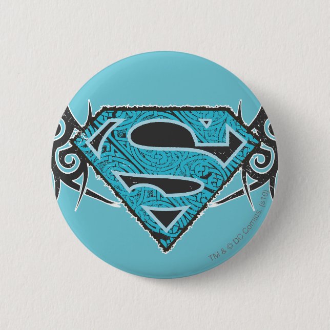 Supergirl Tribal Mönster Logotyp Knapp (Framsida)