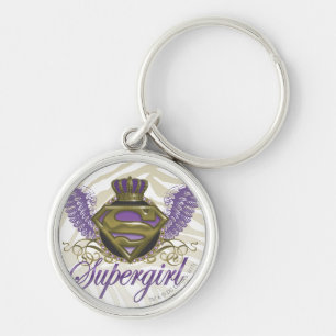 Supergirl Zebra tryck Rund Silverfärgad Nyckelring