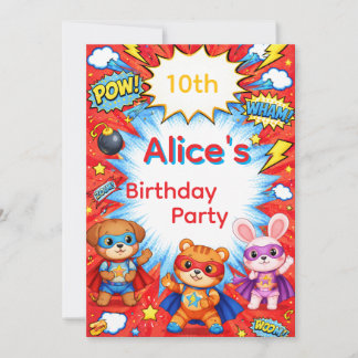 Superhero Birthday Invitation card Inbjudningar