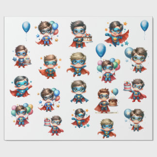 Superhero Birthday Wrapping Paper  Presentpapper