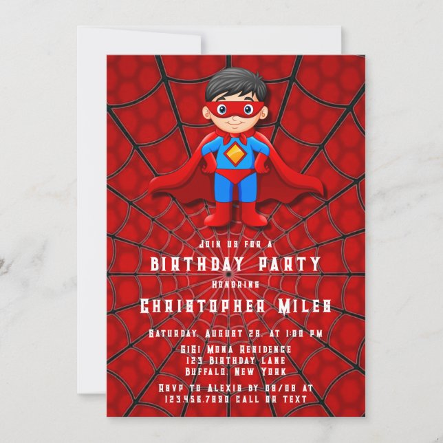 SuperHero Boy-Födelsedagsfest Inbjudningar (Framsida)