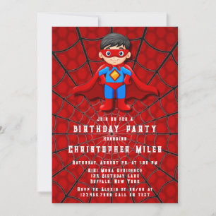 SuperHero Boy-Födelsedagsfest Inbjudningar