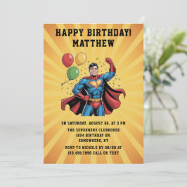 Superhero Boys Birthday Party Inbjudningar