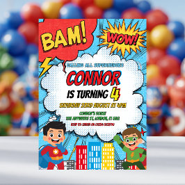 Superhero Boys Birthday Party Invitation Inbjudningar