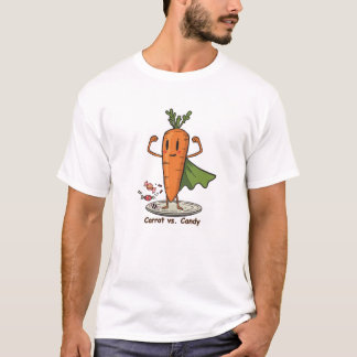Superhero Carrot Vs Candy Fun T Shirt