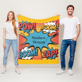 Superhero Comic Book Pop Art Boy Birthday Gift Fleecefilt