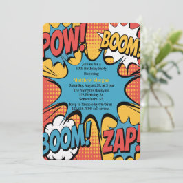 Superhero Comic Book Pop Art Boy Birthday Party Inbjudningar