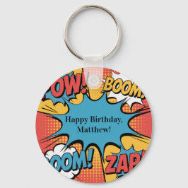 Superhero Comic Book Pop Art Boy Birthday Party Nyckelring