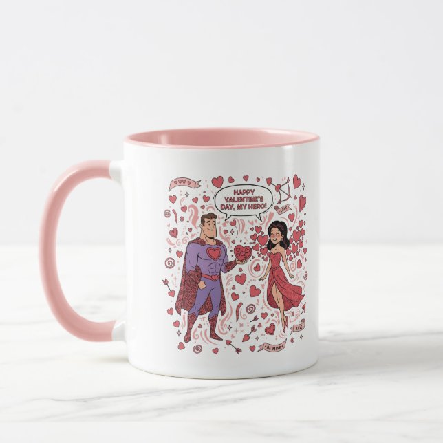 Superhero Couple Valentine Mug Mugg (Vänster)