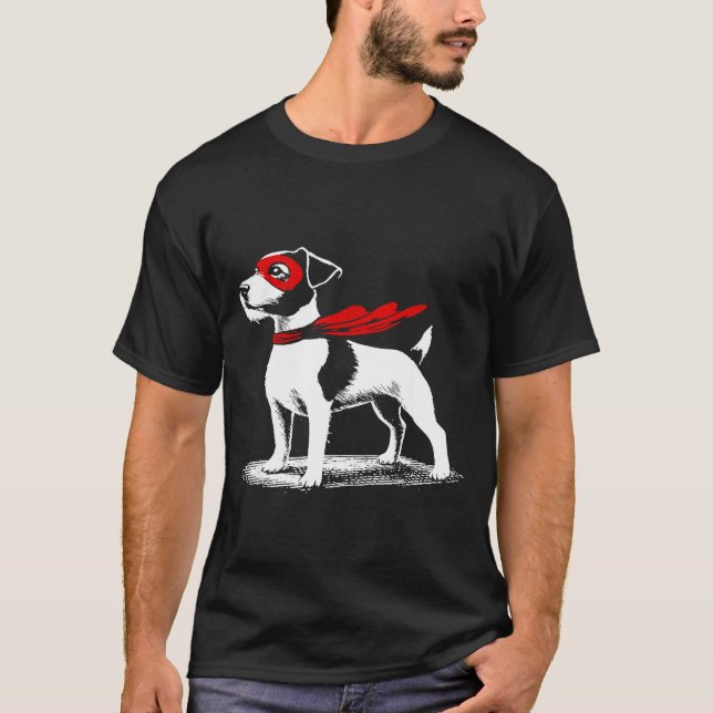 Superhero Dog Cape Illustration Funny Loyal Pet He T Shirt (Framsida)