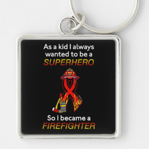 SUPERHERO...Firefighter Fyrkantig Silverfärgad Nyckelring