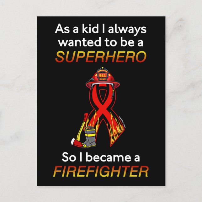 SUPERHERO...Firefighter Vykort (Framsida)