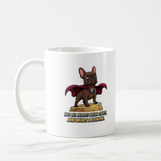 Superhero French Bulldog Cute Frenchie Hero Design Kaffemugg (Vänster)