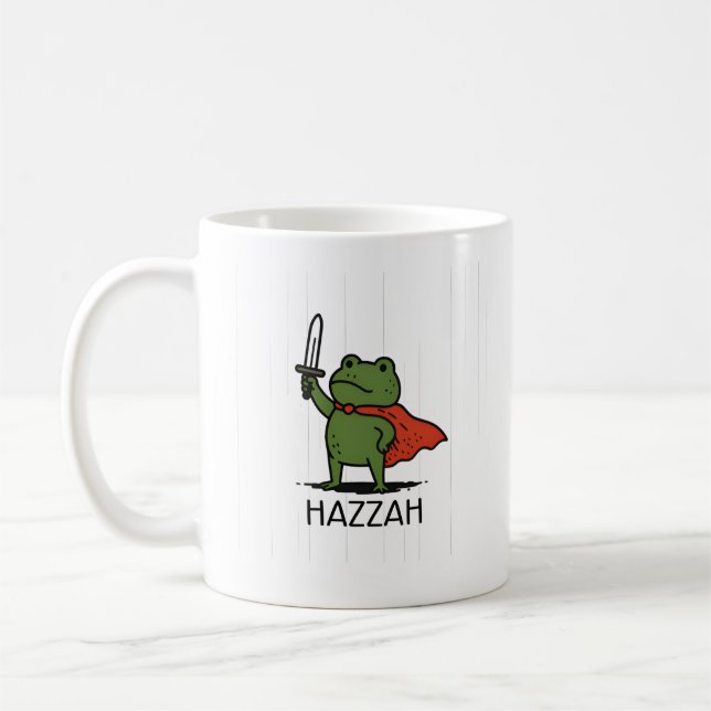 Superhero Frog Hazzah Cartoon Art Kaffemugg (Vänster)