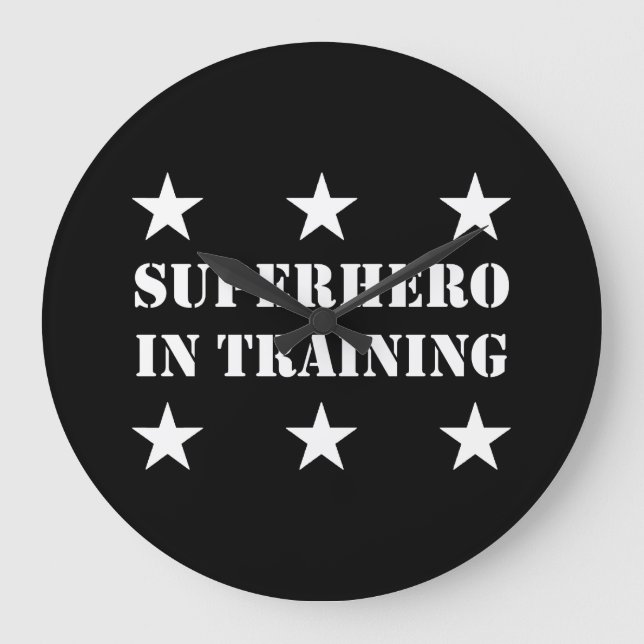 Superhero i utbildning stor klocka (Framsida)