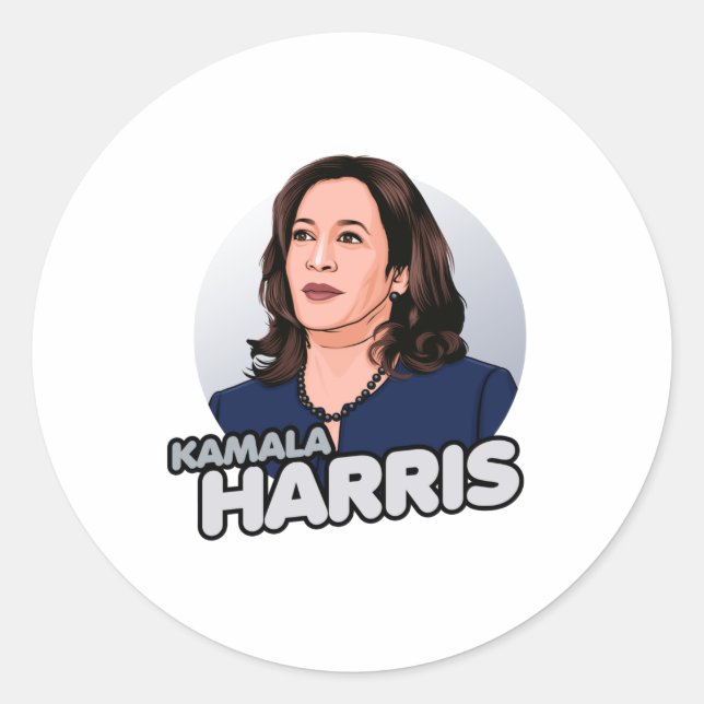 SUPERHERO KAMALA HARRIS RUNT KLISTERMÄRKE (Framsida)