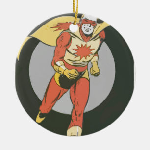 Superhero med tryckvågsymbolspring julgransprydnad keramik