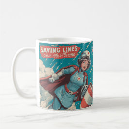 Superhero Nurse Illustration Saving Lives Kaffemugg