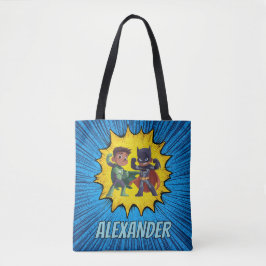 Superhero Personalised Boys Tote Bag Custom Name Tygkasse
