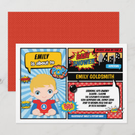 Superhero Pojke Shower/Tecknad Bok Blonde Hair Inbjudningar