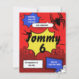 Superhero Spider Birthday Invitation Kids Party  Julkort