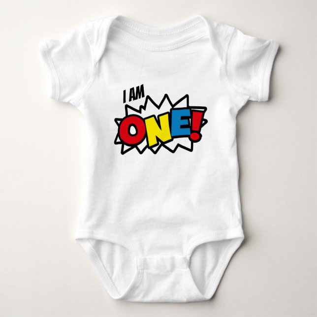 SuperherobabyBodysuit, 1st födelsedagdräkt T Shirt (Framsida)